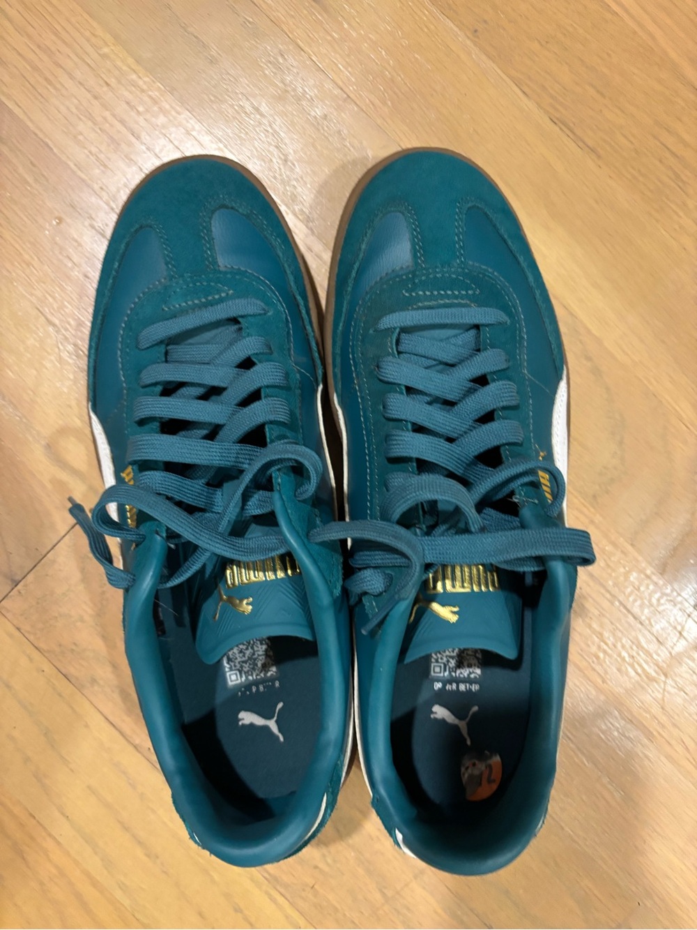 Puma Men's Teal Low-Top Sneakers with White Stripe